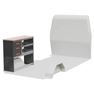 Workbench Drawers & Shelf Unit 1050h x 1250w x 335 or 435d 3 drawer, 2 shelves and full width birchwood worktop.