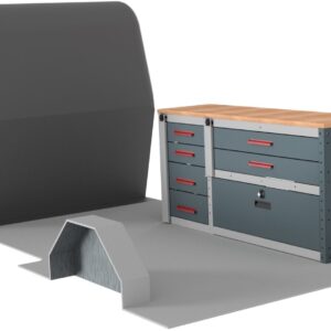 Van Workbench/6 Drawer Unit & Lower Drop Door & Full Width Birchwood Worktop – Height 730mm/Width 1477mm/Depth 435mm